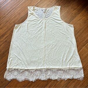 Coldwater Creek Ivory Lace Trim Tank 2x